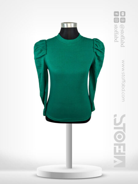Semi Neck Puff Full Sleeve Crop Top Blouse For Women