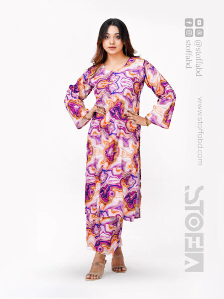 Muga Silk Straight Printed Kurti with Palazzo Set