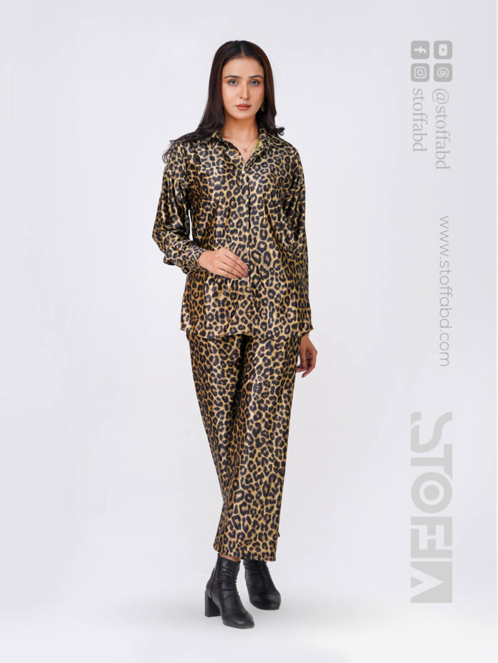 Leopard Print Top with Palazzos Co-ords Set for Women